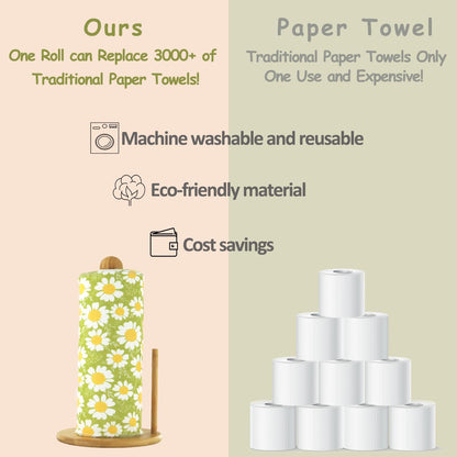 25 Pack Reusable Paper Towels, Paperless Towels Roll Washable Cotton Cloth for Kitchen Towels Zero Waste Products Alternative Paper Towels Alternative (Bohemian)