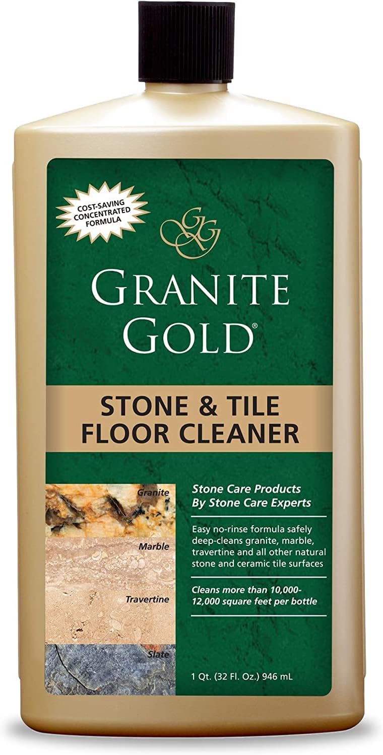 Granite Gold Stone And Tile Floor Cleaner - No-Rinse Deep Cleaning Granite, Marble, Travertine, Ceramic Solution - 32 Ounces (Packaging may vary)