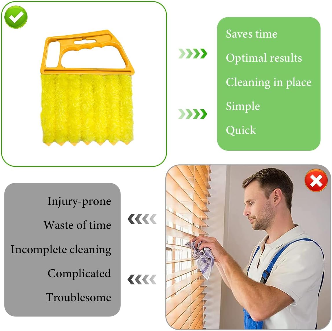 DXNQ 2 PCS Blind Cleaner Duster Tool, Window Venetian Hand-held 7 Finger Dusting Cleaner Brush, Blinds Cleaning Brush Tool for Window Shutters Air Conditioner, Car Accessories (Orange+Yellow)