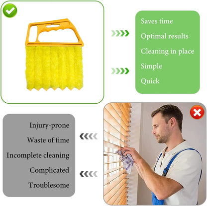 DXNQ 2 PCS Blind Cleaner Duster Tool, Window Venetian Hand-held 7 Finger Dusting Cleaner Brush, Blinds Cleaning Brush Tool for Window Shutters Air Conditioner, Car Accessories (Orange+Yellow)
