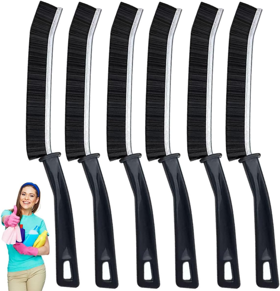 Window Track Cleaning Brush with Hidden Scraper for Sliding Door and Window Tracks, Shutters, Kitchen Sink Cleaning