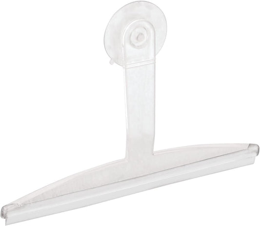 iDesign 22300 Plastic Plastic Suction Squeegee with Storage Hook Shower, Window, and Mirror Accessory for Master, Guest, Kids' Bathroom Cleaning, 12" x 10", Clear
