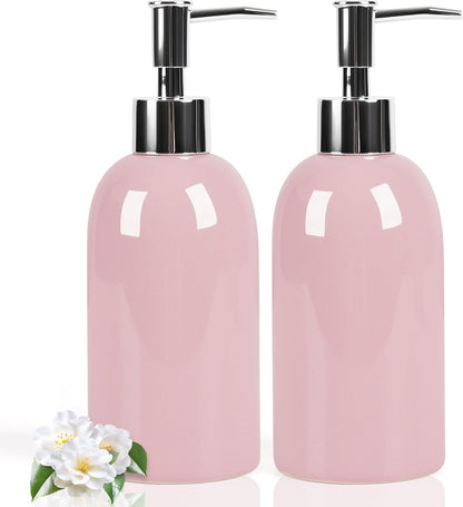 Natheeph Dish Soap Dispenser, Hand Soap Dispenser Ceramic Bottle, Refillable Liquid Great for Kitchen Dish Soap, Hand Soap, Essential Oil & Lotion (Bright White)