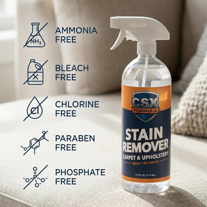 CSX Powerful Stain Remover 24oz – Heavy Duty Carpet & Upholstery Cleaner, Professional Strength, Deep Clean Formula – Removes grease, wine, coffee, ink, food, and more – Made in the USA
