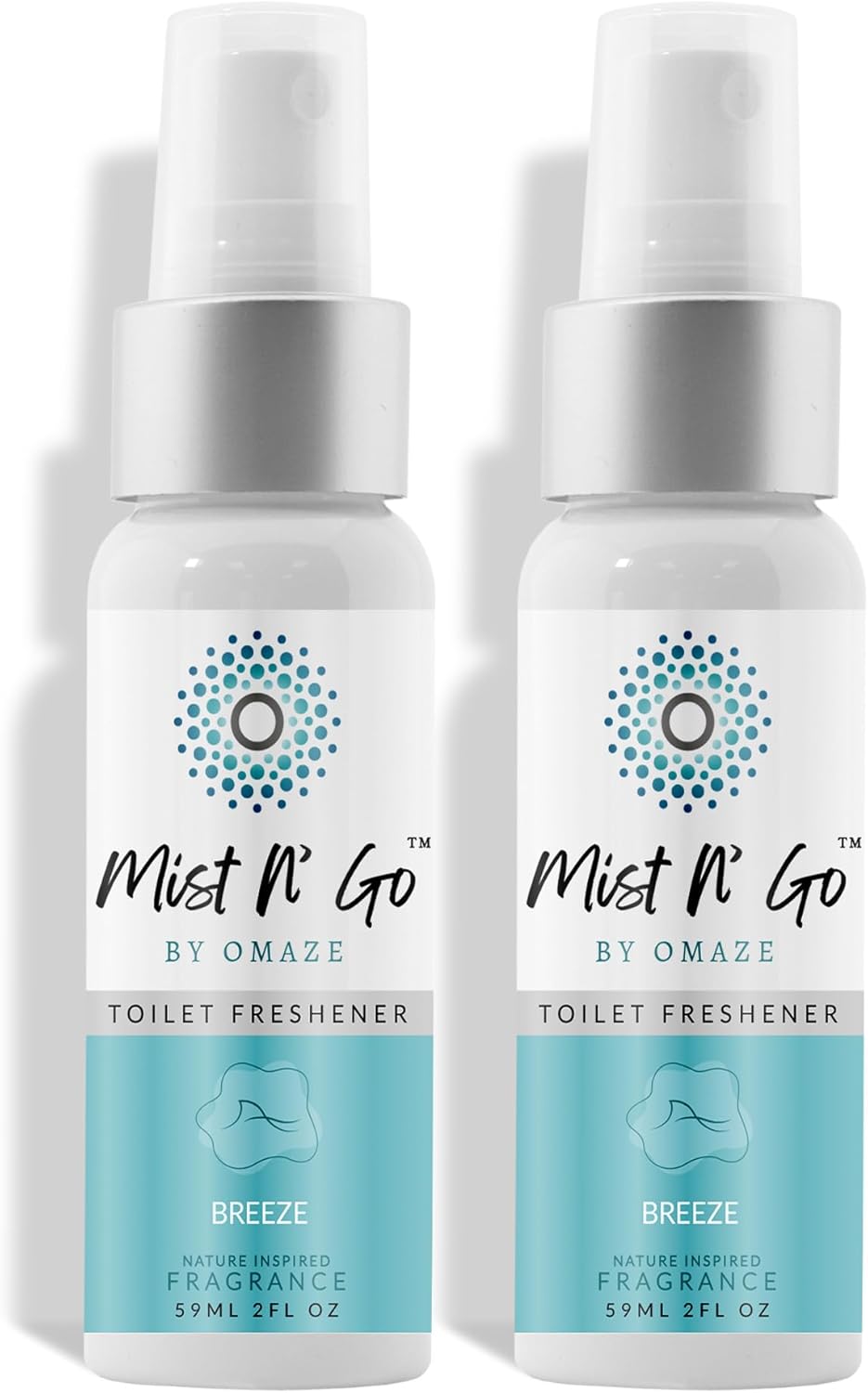 Mist N’ Go by Omaze Travel Bathroom Spray for Toilet Spray Odor Eliminator - Travel Toilet Spray for Bathroom Air Freshener Spray for Bathroom Deodorizer - Clean Mix, Travel Size (1oz x2)