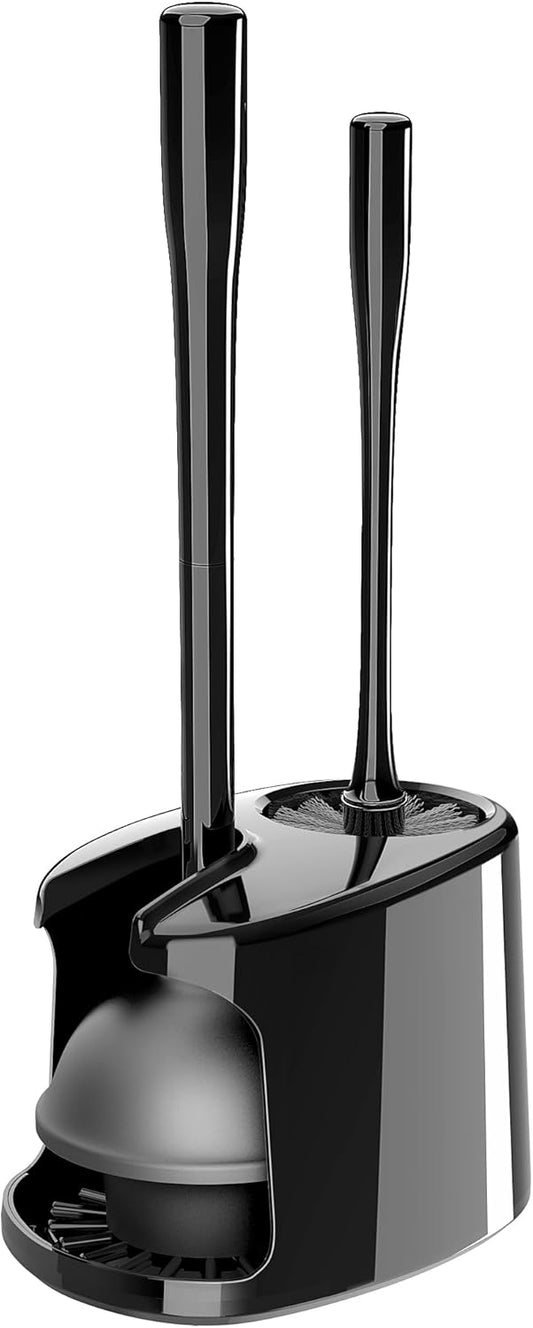 MR.SIGA Toilet Plunger and Bowl Brush with Holder, Heavy Duty Toilet Brush and Plunger Set for Bathroom Cleaning, White, 1 Set