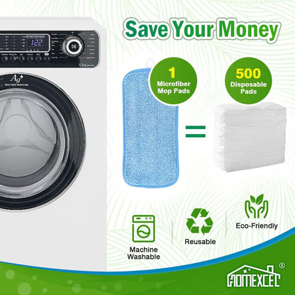 HOMEXCEL Microfiber Reusable Mop Pads Compatible with Swiffer Sweeper- Machine Washable Microfiber Pad Refills for Household Cleaning-Floor Cleaning Mop Head Pads Work Wet and Dry-Pack of 4