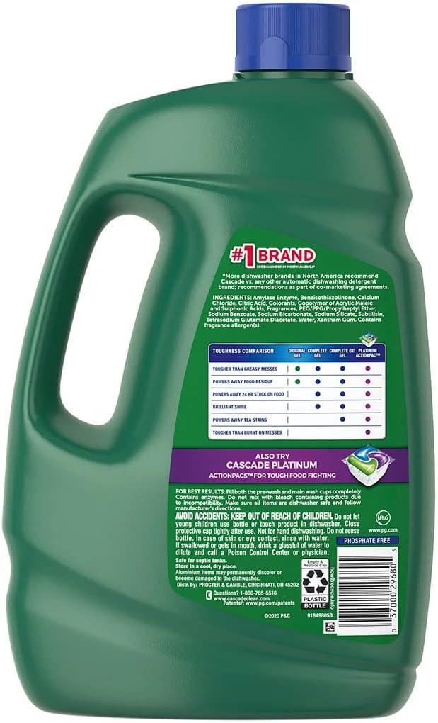 Cascade Complete +Oxi Gel Dishwashing Detergent, Fresh Scent, 60 fl oz
