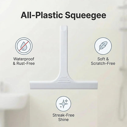 Silicone Shower Squeegee - All-in-One Design with Built-in Hook, 10 Inch Streak-Free Bathroom and car Cleaner for Glass Doors, Mirrors, Windows, Tiles Purple