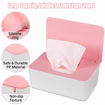 NOVWANG Wipes Dispenser, Large Capacity Baby Wipe Holder(8.3L × 4.9W × 3.9H Inches) Refillable Wipes Container with Sealing Design Baby Wet Wipes Dispenser for Bathroom Home Office Car