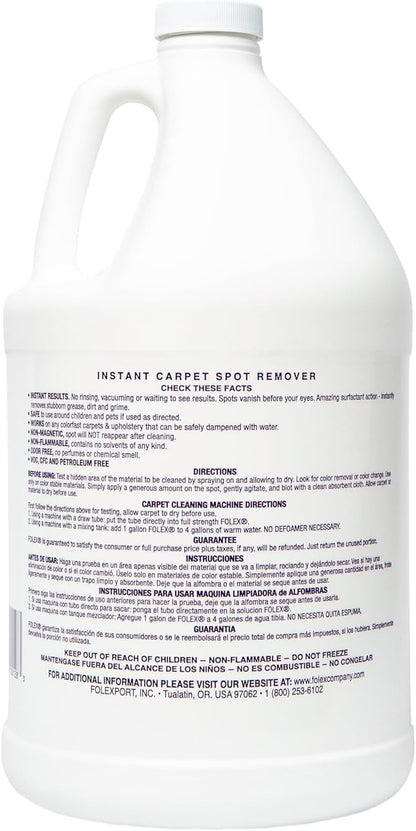 FOLEX 128 oz Instant Carpet Spot Remover Carpet Cleaner Gallon Refill - Removes Pet Accidents, Grease, Red Wine and More - 2 Pack
