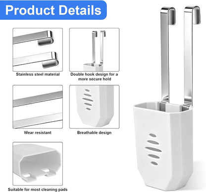 Penitue 2pcs Toilet Tank Cleaning Tablet Holder, Plastic Hanging Cleaner Caddy Bracket with Stainless Steel Hook Fits Most Standard Toilet Tanks