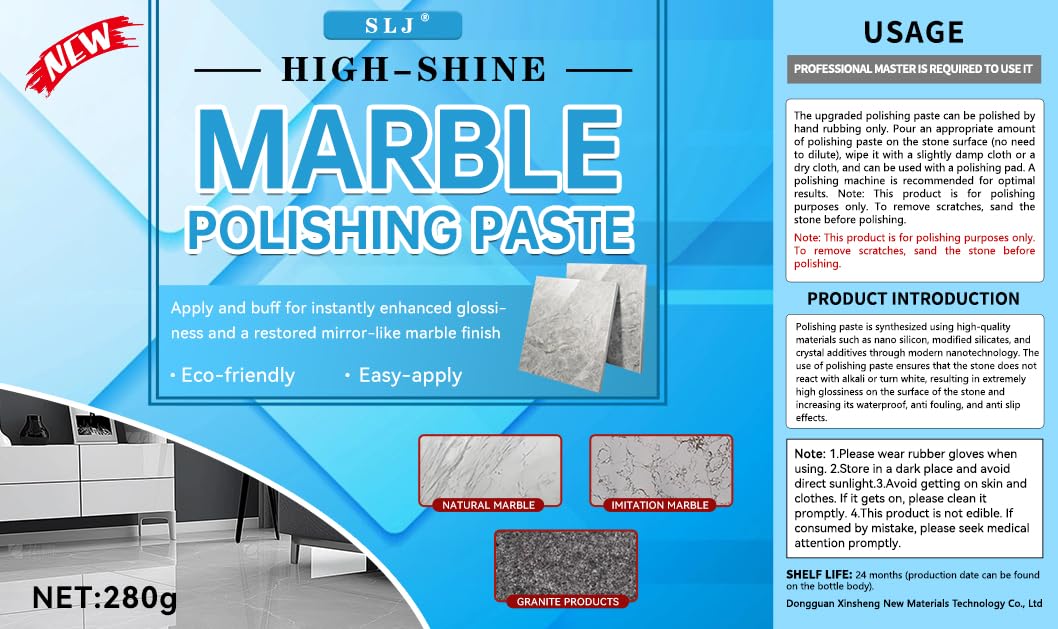 Granite Polishing Paste, Marble Cleaner Countertop, Stone Etch Remover - Professional Polish Compound for Granite, Marble, Quartz & Natural Stone | New Polishing Upgrade, Easier to Use