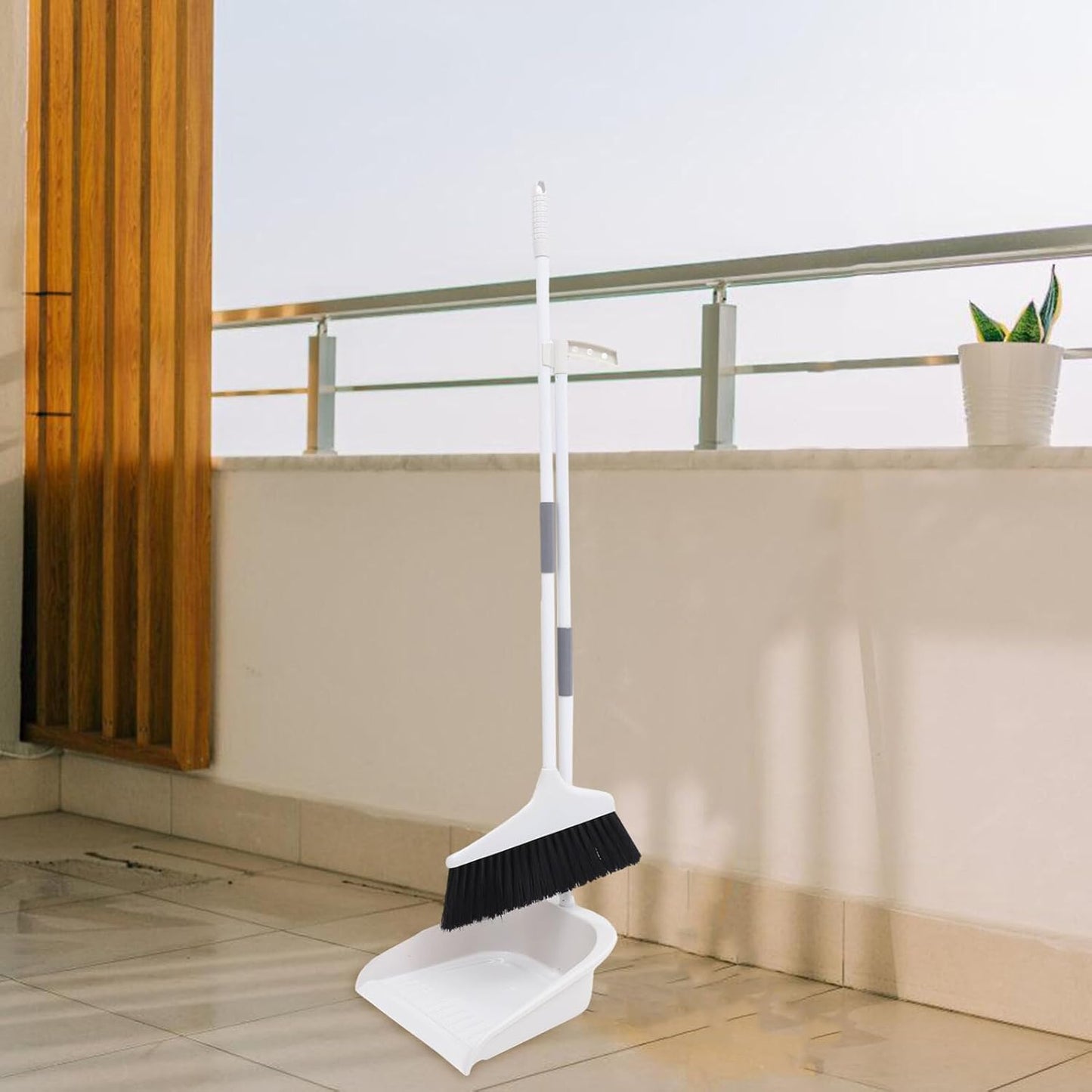 Lurrose Broom and Dustpan Set Heavy Duty Floor Cleaning Kit with Soft Bristles and Ergonomic Long Handle for Home Kitchen Tile and Hardwood Surfaces