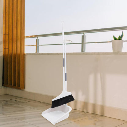 Lurrose Broom and Dustpan Set Heavy Duty Floor Cleaning Kit with Soft Bristles and Ergonomic Long Handle for Home Kitchen Tile and Hardwood Surfaces