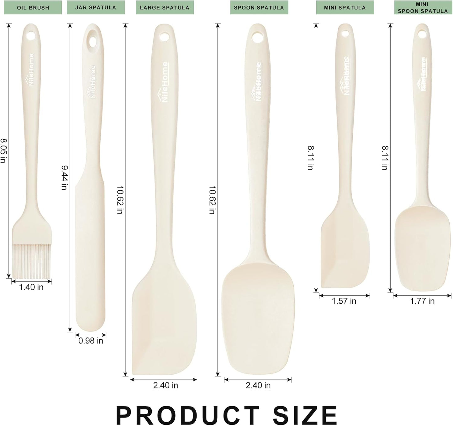 NileHome Silicone Spatula Set, 6 Pieces Food Grade Kitchen Utensils with Silicone Brush Heat Resistant Dishwasher Safe BPA-Free Rubber Spatula for Scraping, Baking, Cooking, Mixing-Forest Style