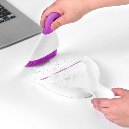 NACENA Mini Dustpan and Brush Set 2 Pack, Small Broom and Dustpan Set Dust Pan and Mini Hand Broom Dustpan and Broom Combo Compact for Home Table Keyboards Sofa Kitchen, Blue