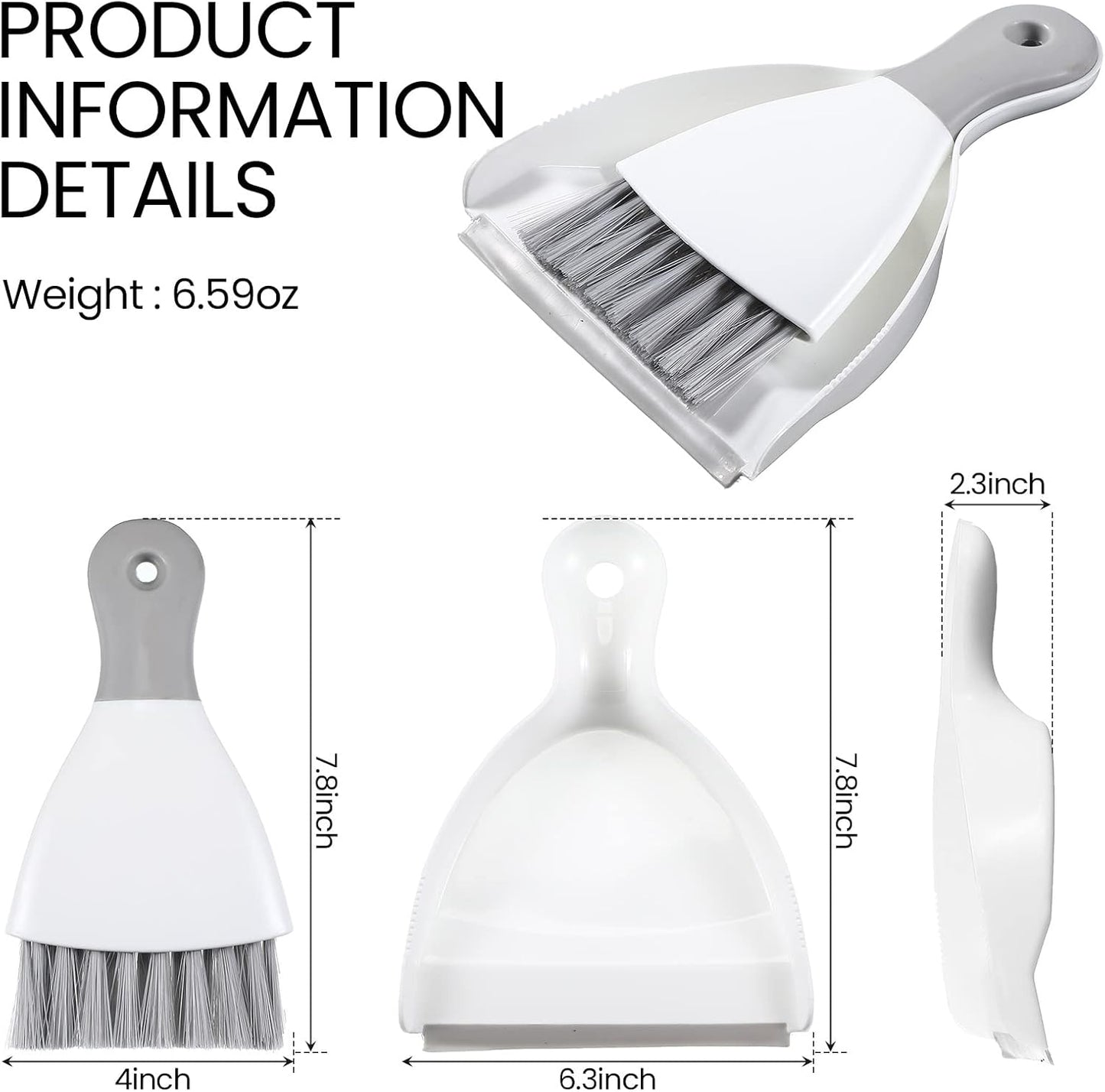 Zopeal 6 Sets Mini Dustpan and Brush Set Small Broom and Dust Pan Portable Multifunctional Whisk Hand for Car Table Desk Countertop Keyboard Kitchen Cat Dog Nest Home Cleaning Tool