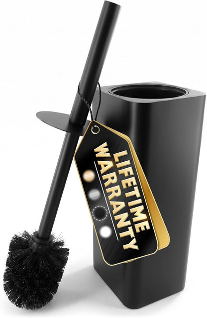 Stylish Stainless Steel Toilet Brush and Holder Set - Silver Toilet Bowl Brush and Holder with Splash Cover, Sturdy Bristles, Corrosion & Scratch Resistant - Elegant Design, Effective Deep Cleaning