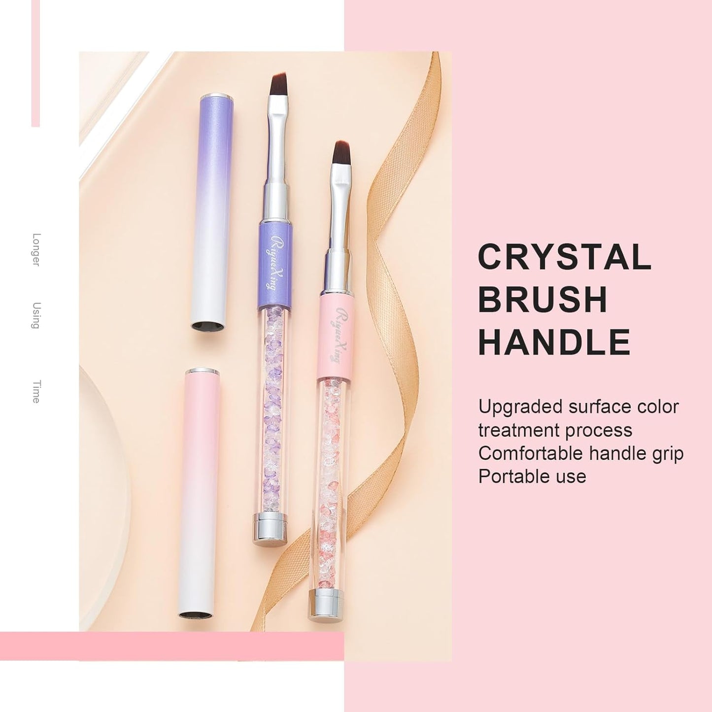 3PCS Nail Art Clean Up Brushes -Round/Angled Nail Brushes for Cleaning Polish Mistakes on the Cuticles, Brushes for Nail Art and Designs Painting DIY