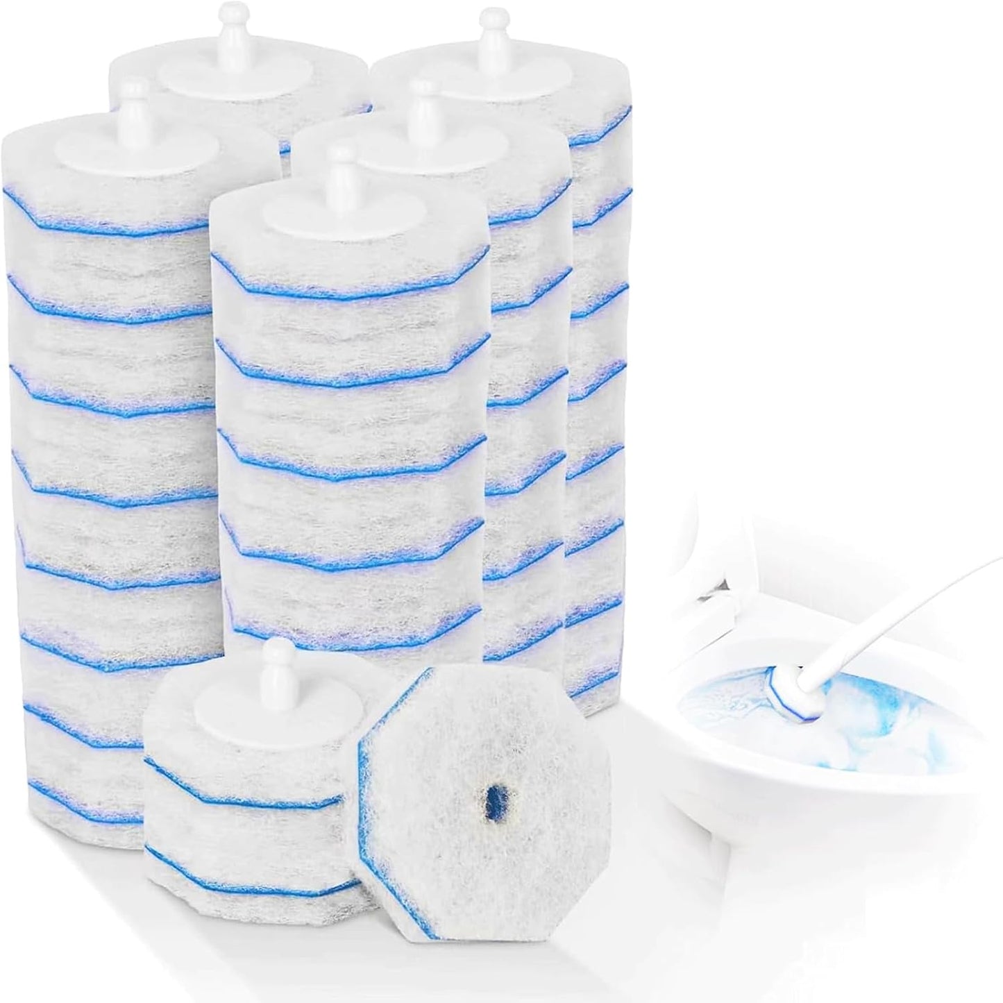 50Pcs Toilet Brush Wand Refills Compatible with Clorox Toilet Wand, 5X Cleaning Power Toilets Bowl Cleaners, Disposable Toilets Brush Refill Replacement Heads for Bathroom Cleaning
