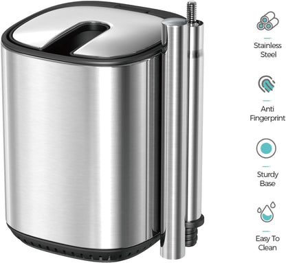 Toilet Brush and Holder Set Toilet Bowl Brush Stainless Steel Automatic Open lid Toilet Bowl Cleaner Brush Set Toilet Scrubber Kit Toilet Cleaning Brush for Bathroom