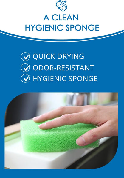 SunSun Sponge Kitchen Sponges, Made in Japan All Surface Scratch-Free Odor Resistant Durable Long-Lasting Sponge for Dishwashing, Pastel Color, 4 Count
