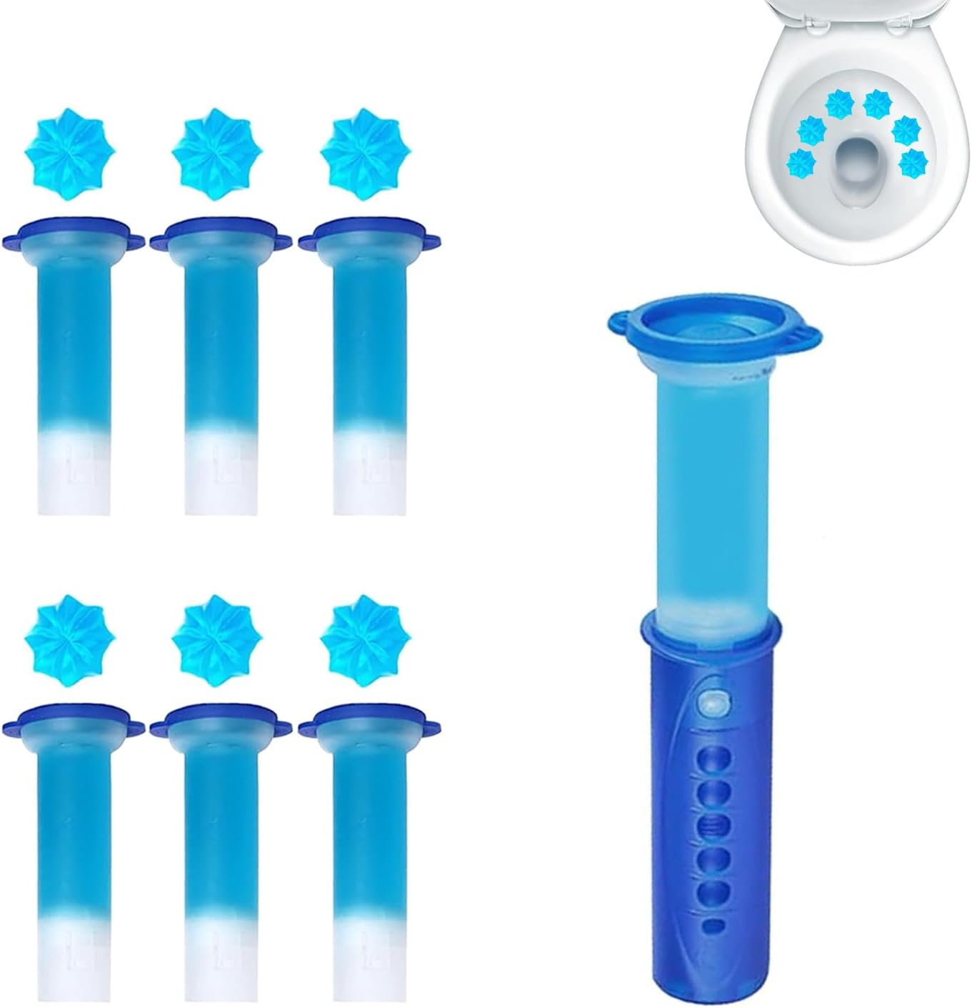 Solala 6 Packs Toilet Bowl Gel Stamp - Replacement Gel Toilet Bowl Cleaning Stamps Compatible with Scrubbing Bubbles, Stop Limescale and Rings, for Cleaning and Refreshing, 6 Pack with Dispenser