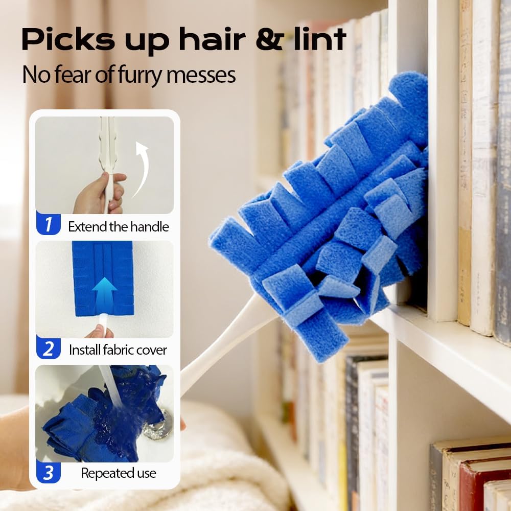 Reusable Duster Refills, 2026 New 360° Heavy Duty Fleece Duster Refills Reusable Duster Pads Washable Cleaning Pads Tools for Cleaning Ceiling Fan Window Kitchen (5)