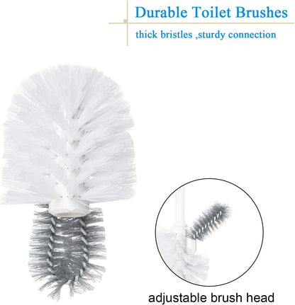 2 Pack Toilet Bowl Brush with Holder for Bathroom, Under-Rim Double Brush Head, Long Handle Household Cleaning Brushes Set (2 Pack Grey Brush with Holder)