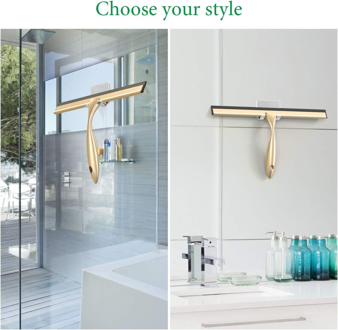 Stainless Steel Squeegee for Shower Doors, All-Purpose Shower Squeegee for Bathroom, Window and Car Glass, 14 Inches