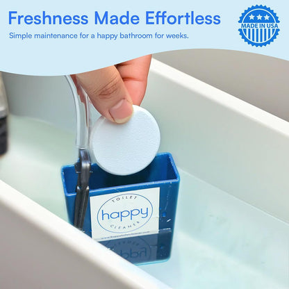 Happy Toilet Cleaner Automatic Toilet Bowl Cleaner - Easy to Install Toilet Tablet Holder - Self-Cleaning Toilet System, Deep Clean with Every Flush - Made in the USA