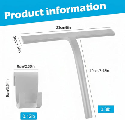 Shower Squeegee for Glass Doors, Mirror Window Tile Scrubber Cleaner with Hook Silicone (Black)