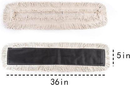 Matthew Cleaning 24'' Industrial Strength Cotton Dust Mop Refill Washable Replacement Heads for Residential & Commercial Use Fit Standard Dust Mop Frames, Hardwood, Laminate, Concrete Floors 3 Pack