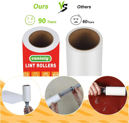 Lint Rollers for Pet Hair Extra Sticky, 600 Sheets Value Set Lint Roller with 2 Upgraded Handles, 6 Rollers Portable Pet Lint Remover for Clothes, Furniture, Carpet, Dog & Cat Hair Removal