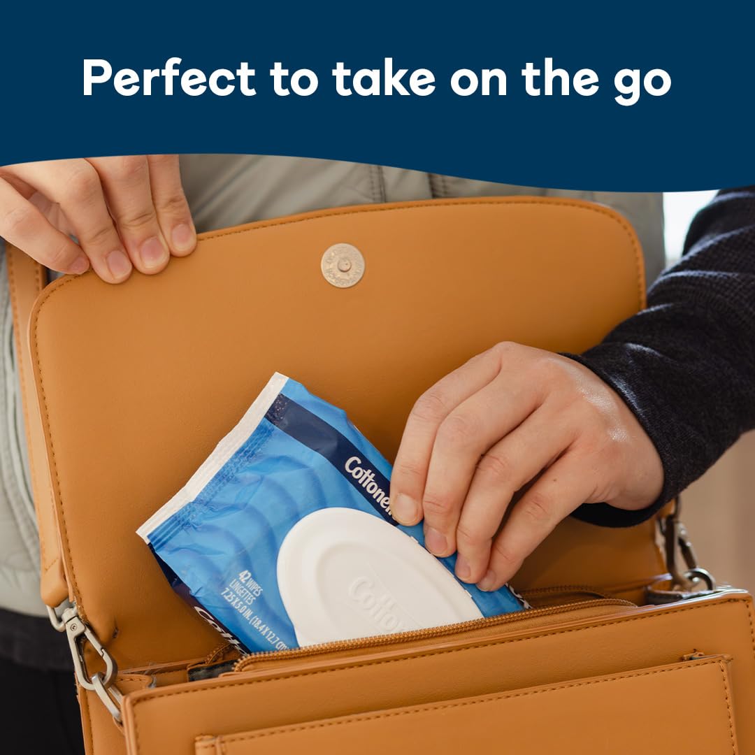 Cottonelle Fragrance Free Flushable Wet Wipes, Adult Wet Wipes, 2 Flip-Top Packs, 42 Wipes Per Pack