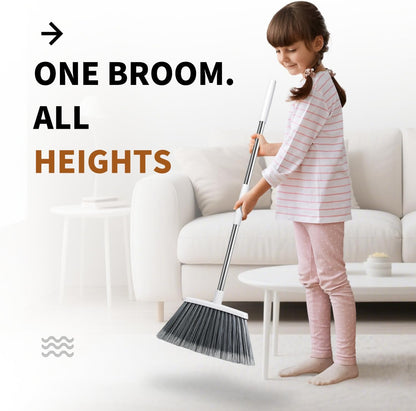 Broom, Outdoor Brooms for Sweeping Indoor, Adjustable 55" Pet Hair Removal Heavy Duty Broom for Floors Home Kitchen Garage Commercial Patio Industrial Snow (Pack of 1)