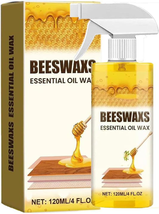 Natural Beeswax Furniture Polish, Beeswax Repairing and Care Spray, Essential Oil Wax for Floors, Bees Wax Furniture Polish and Cleaner with Sponge and Towel (1pcs)