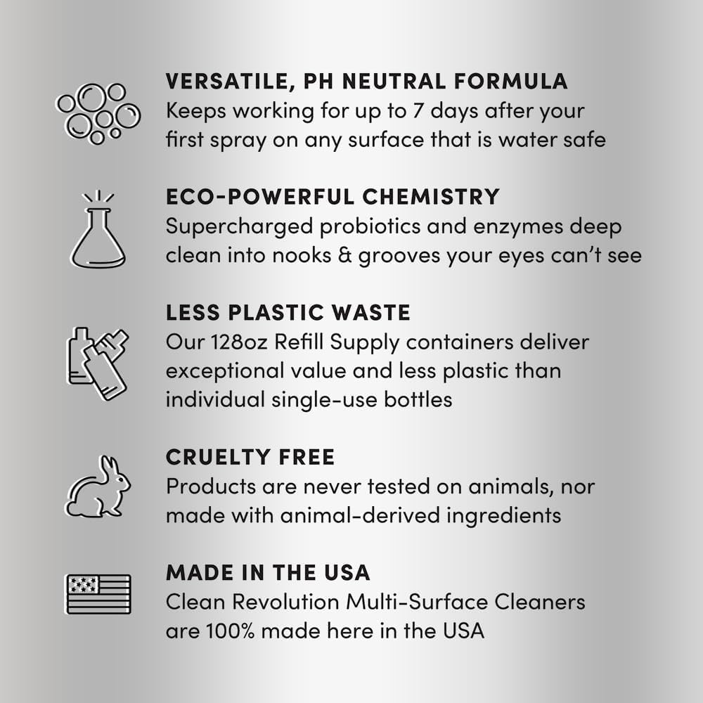 Clean Revolution Multi Surface Cleaner Refill Supply, Non-Toxic, Eco-Friendly & Plant-Based, Ready to Use, Lemon & Herbs, 128 Fl Oz (1 Gallon)