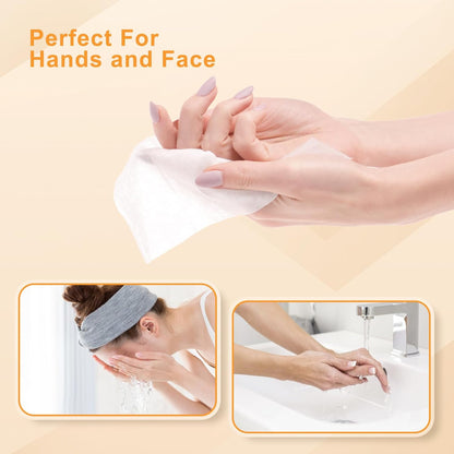 Pack of 10 Face Hand Wipes, 100 wipes, Lemon Travel Wipes Bulk for Butt, Hands, Face Cleaning, Daily Use (10 Wipes Per Pack)
