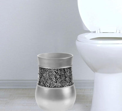 Creative Scents Crackled Glass Toilet Brush with Holder - Silver Toilet Bowl Cleaner Brush and Holder - Good Grip, Deep Cleaning, Decorative Design Compact Toilet Bowl Scrubber