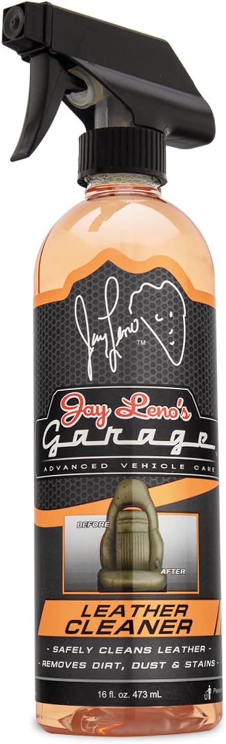 Jay Leno's Garage Car Leather Conditioner and Auto Leather Care - Professional Leather Conditioner for Car Seats, Nourishes Protects & Restores, Lanolin & Beeswax Formula, Non-Greasy Finish (16 oz)