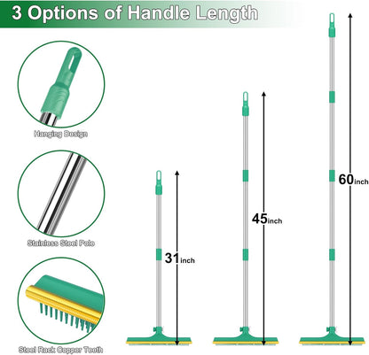 3 in 1 Carpet Rake for Pet Hair Removal, Reusable Pet Hair Remover Broom, 60'' Adjustable Long Handle Dog and Cat Hair Remover Tool Set of 3, Lint Remover Scraper for Carpets, Rugs, Mats, Couch, Car