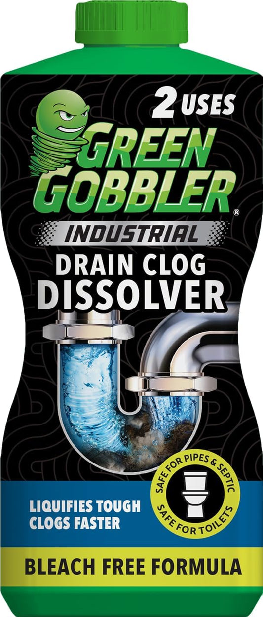 Green Gobbler Industrial Strength Grease and Hair Drain Clog Remover | Drain Cleaner Gel | Safe for Pipes, Toilets, Sinks, Tubs, Drains & Septic Systems (Packaging May Vary)