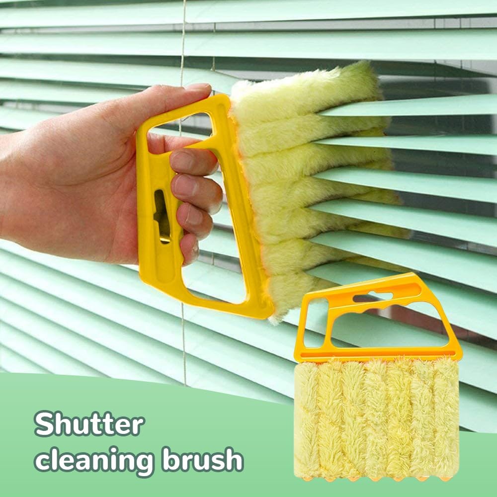 hoehew 4PC Blind Cleaner Duster Tool, 2025 Upgrade Window Venetian Microfiber 7 Finger Duster Brush Dusting Cleaner Tools for Window Shutters Air Conditioner Vinyl Wood Blinds with 4 Cloth Cover (B)