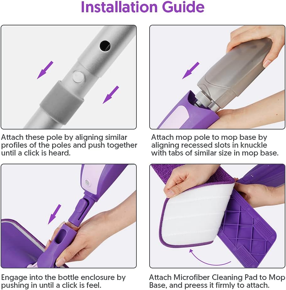 Microfiber Spray Mops for Floor Cleaning - SEVENMAX Dry Wet Floor Mop with Sprayer 3 Washable Pads fit Swiffer Powermop for Hardwood Laminate Tile Wood Vinyl Ceramic Home Kitchen Cleaning