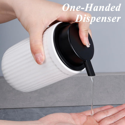 BosilunLife Dish Hand Soap Dispenser - Liquid Pump Soap Dispenser for Bathroom Decro 12oz Ceramic Kitchen Dish Dispenser with Rust-Proof Liquid Pump Modern Refillable Lotion Bottles