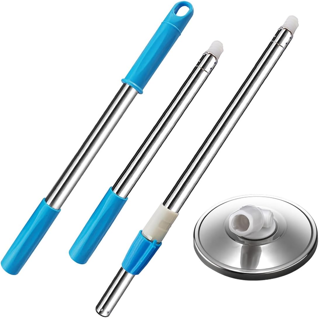 Extended Spin Mop Replacement Mop Handle, Upgraded 60-inch 360 Degrees Rotating Telescopic Replacement Mop Stick for Spin Mop Bucket Cleaning System Floor Cleaning (Plastic Disc, Green)