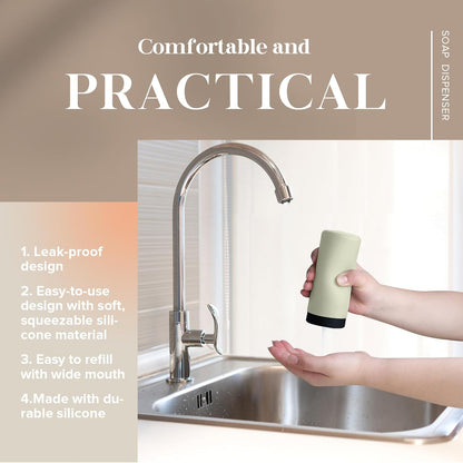 ElmRidge Dish Soap Silicone Dispenser for Kitchen Sink,Squeeze Washing Up Liquid and Hand Soap,Round refillable Silicone Bottles,Easy to Fill and to use, 8.5 oz,Black 2.4 x 2.4 x 5.5 inches (Gray)