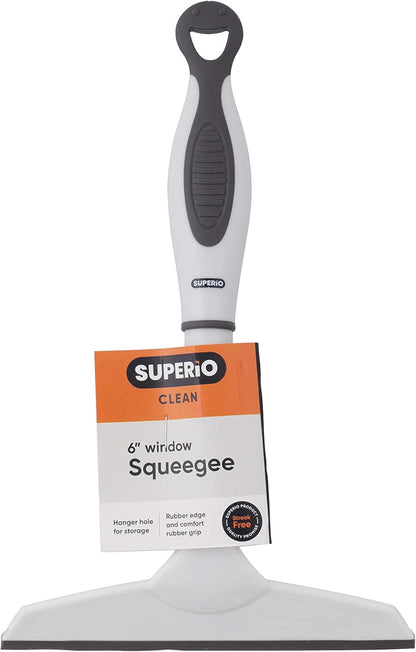 Superio Rubber Squeegee, 2 Pack, Streak Free All Purpose Window Squeegee, Comfort Grip Handle and Hanging Hook (Red, 10 Inch- 2 Pack)